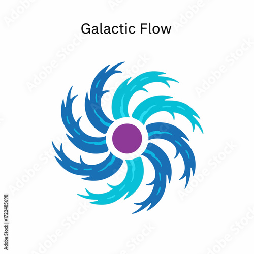 Flat vector 2D icon — Flat Vector 2D Design of Spiral Galaxy River Icon — Galactic Flow