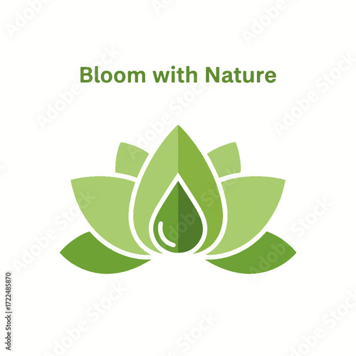 Flat vector 2D icon — Flat Vector 2D Design of Lotus Oil Drop Icon — Bloom with Nature