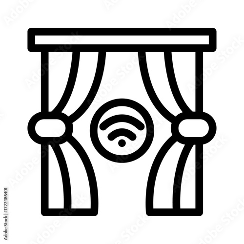 Smart Curtains with Wi-Fi Line Icon of Smart Blinds & Curtains Icon Set