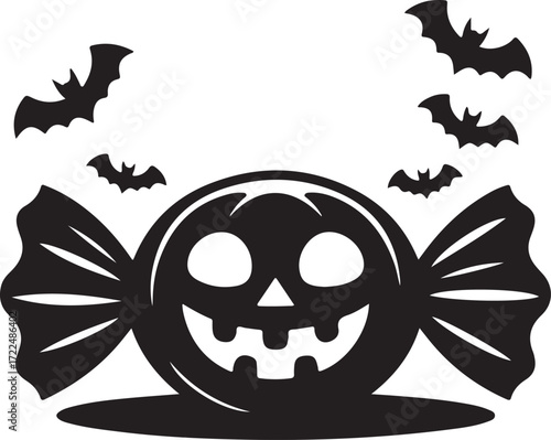 Halloween candy pumpkin face silhouette vector