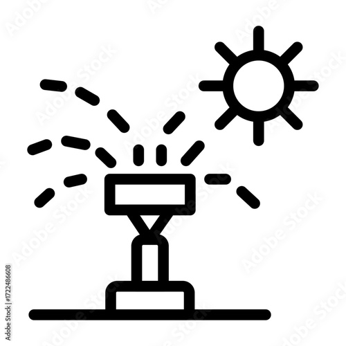 Sunlight-Based Scheduling Line Icon of Smart Sprinkler Systems Icon Set