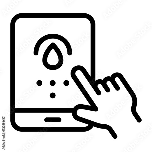 Manual Control via App Line Icon of Smart Sprinkler Systems Icon Set