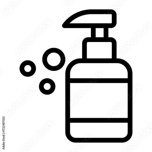 Liquid Soap Dispenser Line Icon of Soap Making Icon Set