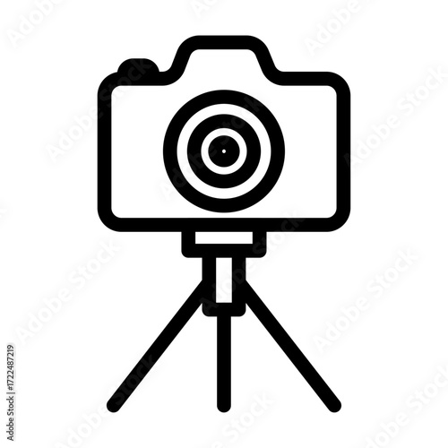 Camera on Tripod Line Icon of Tripods & Monopods Icon Set