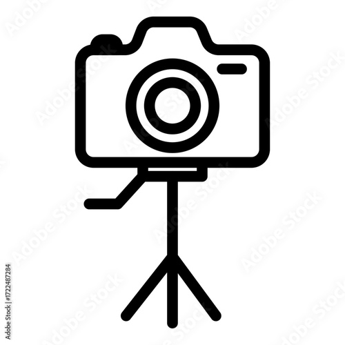 DSLR on Tripod Line Icon of Tripods & Monopods Icon Set