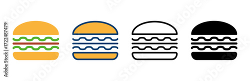 Hamburger icon vector isolated on white background. Burger and hamburger icon. Fast food vector icon