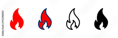 Fire icon vector isolated on white background. Fire flame icon template. Fire flames symbol vector