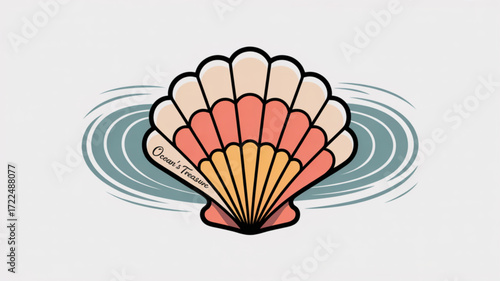 Oceans treasure seashell logo a captivating emblem that embodies the allure of the sea, perfect for coastal brands and businesses