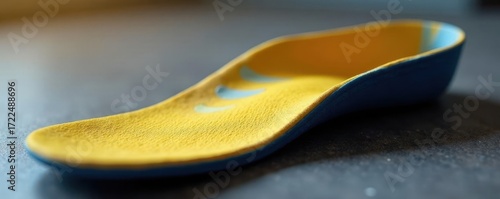 Close-up of customized orthotic insole, highlighting arch support details , medical, detail