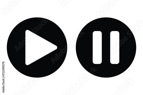 player interface icon. play button icon. Play and pause buttons icon set, ideal for media players isolated on white background. eps 10