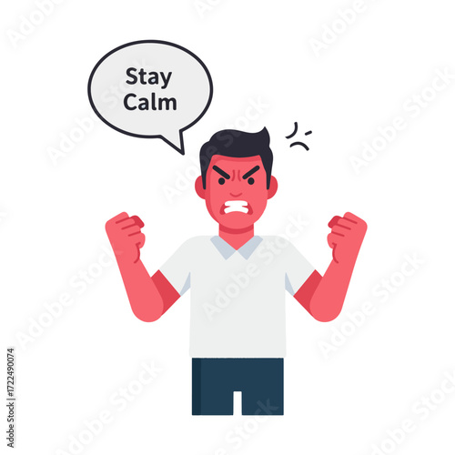 Flat vector 2D icon — Flat Vector 2D Design of Angry Man Icon — Stay Calm