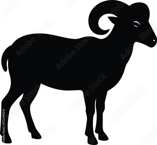 ram zodiac animal symbol vector, aries sign silhouette illustration
