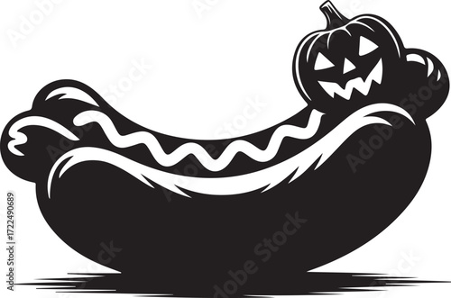 Halloween hot dog bone sausage silhouette vector