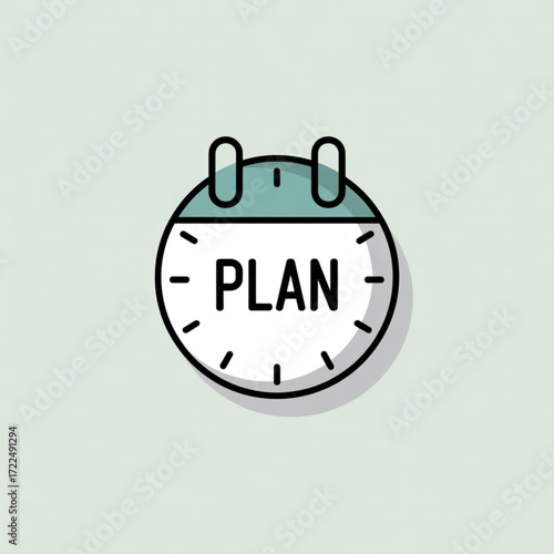 A calendar icon with the word plan, symbolizing scheduling, time management, and organization for effective planning and productivity