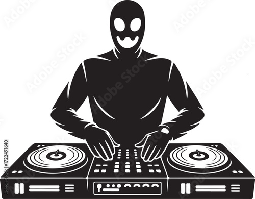 Halloween New Year DJ pumpkin vinyl silhouette vector