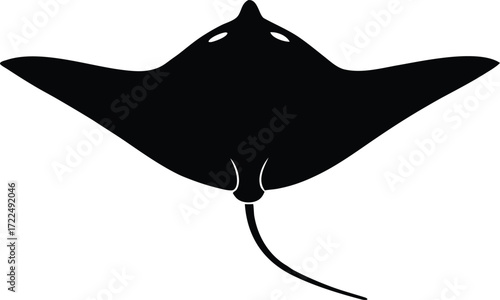 stingray flat fish silhouette vector, sea creature icon illustration
