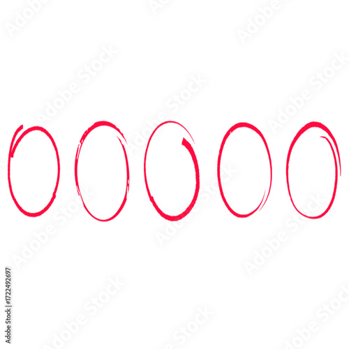 Hand-drawn red marker circles animation, representing highlight, correction, and emphasis on white background