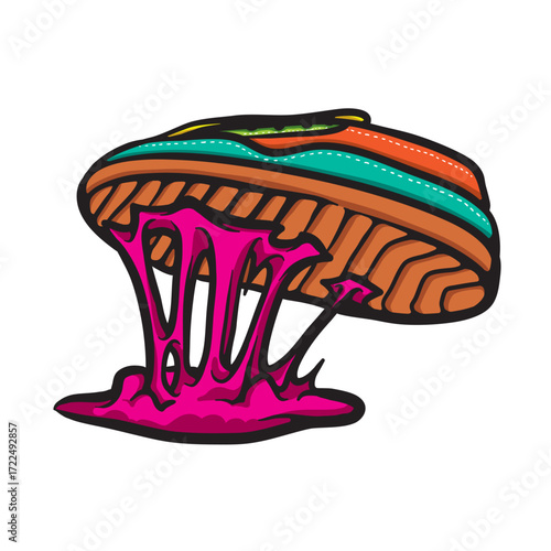 Shoe And Bubble gum Cartoon Vector Illustration