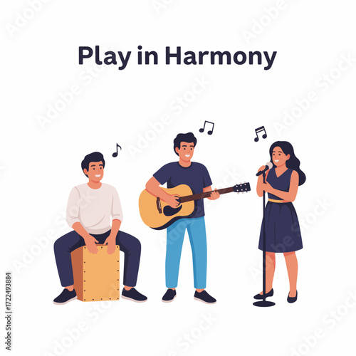 Flat vector 2D icon — Flat Vector 2D Design of Music Jam Group Icon — Play in Harmony