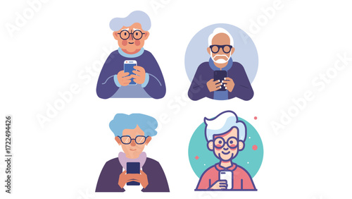Flat vector icon of an elderly person, simple senior citizen symbol, minimal design for healthcare and retirement concepts