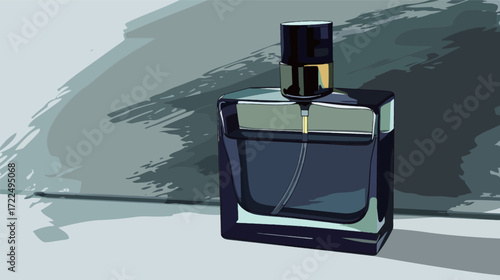 Sketch of a men's perfume bottle in flat design style, minimalist fragrance illustration for grooming and personal care