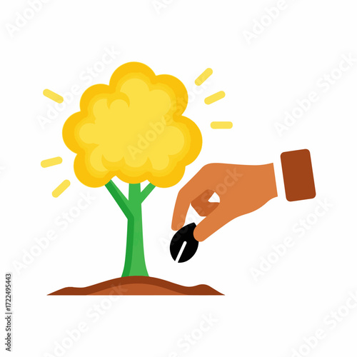 Flat vector 2D icon — Flat Vector Icon of Planting Seed — Learning as Future Growth