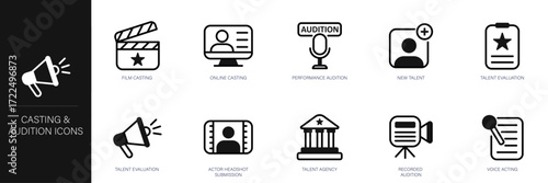 Casting & Auditions Line Icon Set
