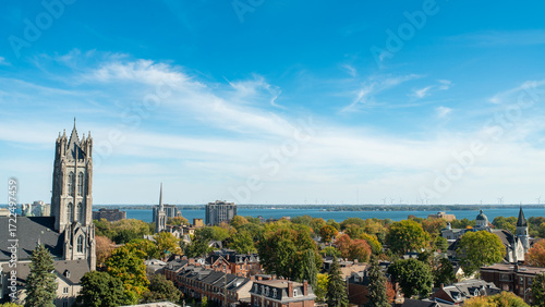 Cuadro en lienzo Downtown Kingston Ontario Skyline Timelapse with Lake Ontario View
