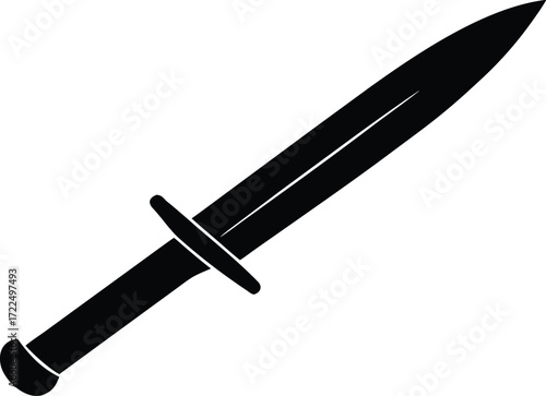 sword knife warrior gear symbol vector, military arm silhouette illustration

