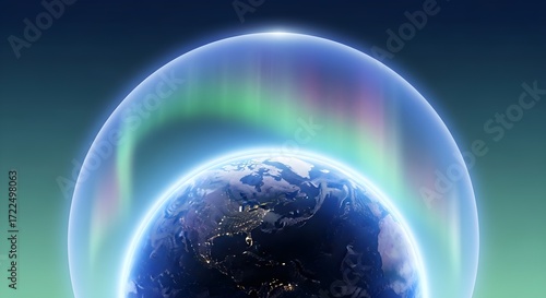 Earth's Magnetic Field: Aurora Borealis Shielding the Planet from Space Weather