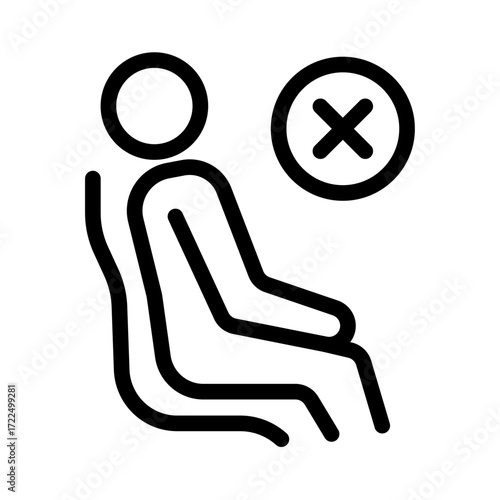 Incorrect Sitting Posture Line Icon of Ergonomics (Home Office) Icon Set