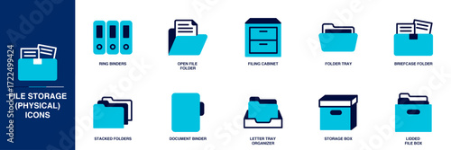 File Storage (Physical) Blue Colored Outline Icon Set