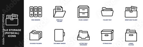 File Storage (Physical) Line Icon Set