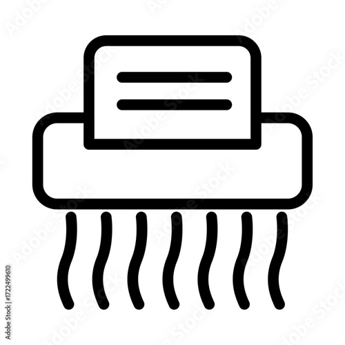 Paper Entering Paper Shredder Line Icon of Shredding Documents Icon Set