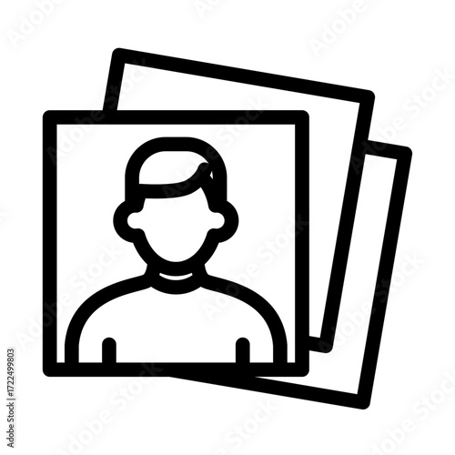Printed Portrait Photos Line Icon of Portrait Photography Icon Set