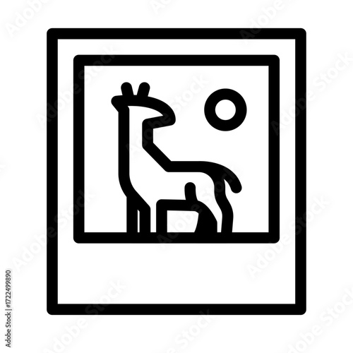 Framed Giraffe Photograph Line Icon of Wildlife Photography Icon Set