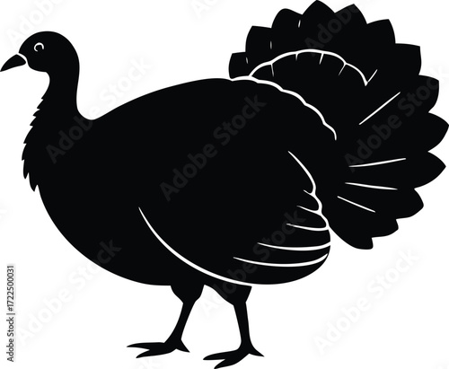 turkey feast bird symbol vector, roasted poultry silhouette illustration
