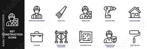 Set Construction Line Icon Set