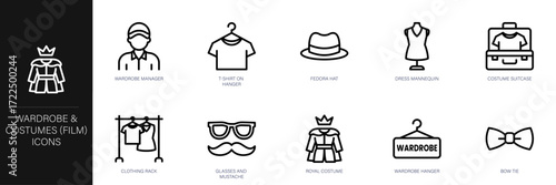 Wardrobe & Costumes (Film) Line Icon Set