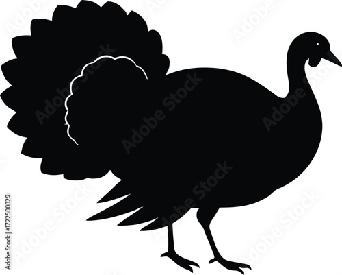 turkey feast bird symbol vector, roasted poultry silhouette illustration
