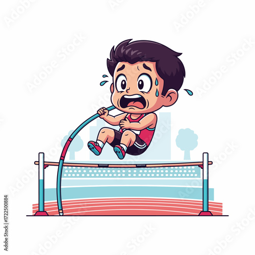flat vector 2D — Gilpy Pole Vault Leap