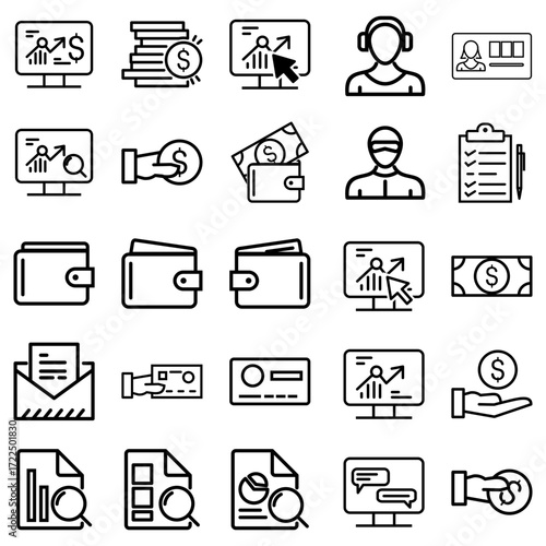 business icons set, set of business icons, business and finance icons
