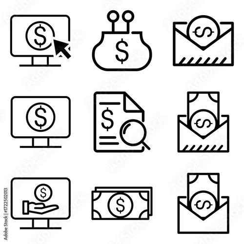 social network icons, business icons set, set of business icons, business and finance icons