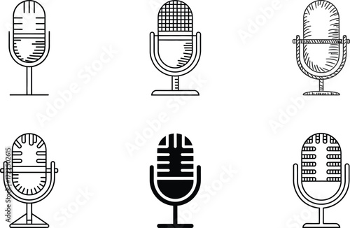 Collection of Vintage and Modern Microphone Icons