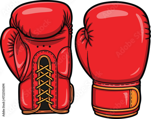 Red Boxing Gloves Illustration for Sports, Training, and Fitness