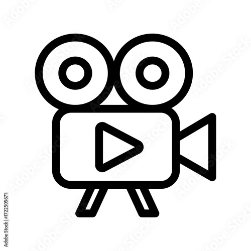 Vintage Camera Line Icon of Short Films Icon Set