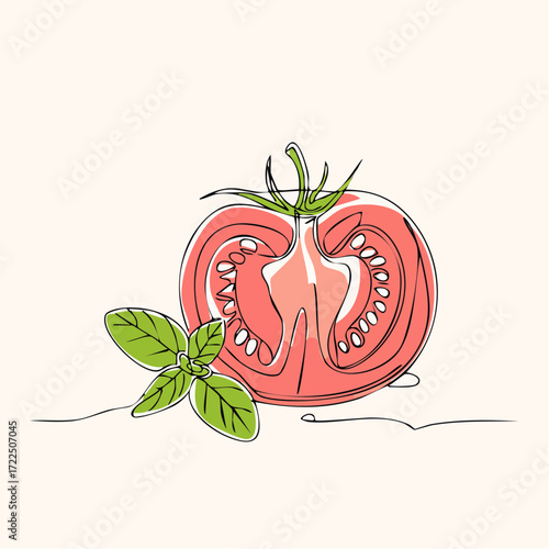 tomato and herb minimalism fresh culinary duo for menu covers, greeting cards, and premium packaging that conveys simple elegance