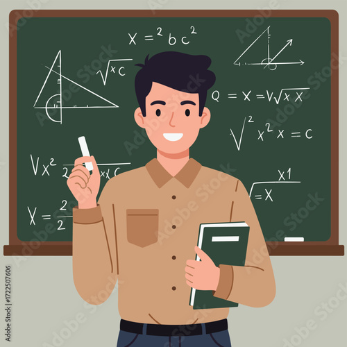 Muslim Woman Teacher with Globe and Pointer