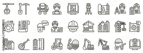 Civil Enginerring , Thin Line and Pixel Perfect Icons