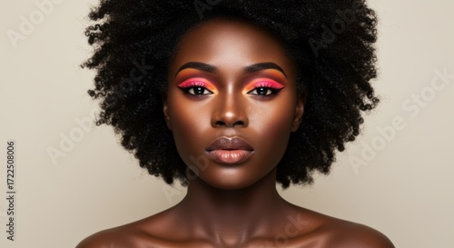 Woman with colorful makeup
